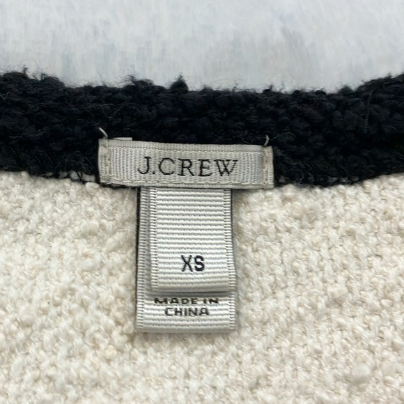 Like New J. Crew Black and Cream Colorblock Boucle Double Zipper Jacket - Picture 7 of 8
